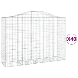 vidaXL Arched Gabion Basket Stone Basket Gabion Retaining Wall Galvanised Iron - 40 pcs, 200 x 50 x 140/160 cm