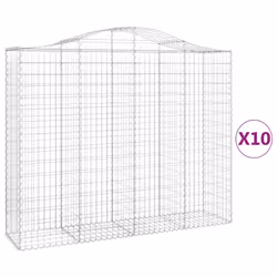 vidaXL Arched Gabion Basket Stone Basket Gabion Retaining Wall Galvanised Iron - 10 pcs, 200 x 50 x 160/180 cm