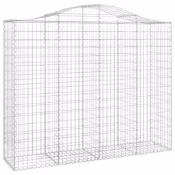 vidaXL Arched Gabion Basket Stone Basket Gabion Retaining Wall Galvanised Iron - 200 x 50 x 160/180 cm/ 15 pcs