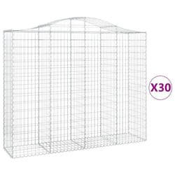 vidaXL Arched Gabion Basket Stone Basket Gabion Retaining Wall Galvanised Iron - 30 pcs, 200 x 50 x 160/180 cm