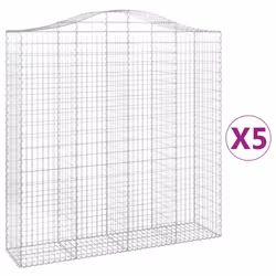 vidaXL Arched Gabion Basket Stone Basket Gabion Retaining Wall Galvanised Iron - 200 x 50 x 200/220 cm/ 5 pcs