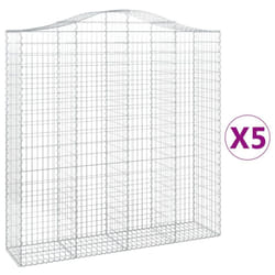 vidaXL Arched Gabion Basket Stone Basket Gabion Retaining Wall Galvanised Iron - 200 x 50 x 200/220 cm/ 5 pcs