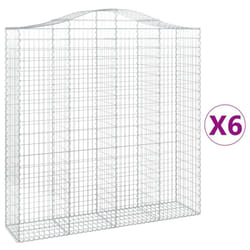 vidaXL Arched Gabion Basket Stone Basket Gabion Retaining Wall Galvanised Iron - 200 x 50 x 200/220 cm/ 6 pcs