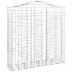 vidaXL Arched Gabion Basket Stone Basket Gabion Retaining Wall Galvanised Iron - 200 x 50 x 200/220 cm/ 6 pcs