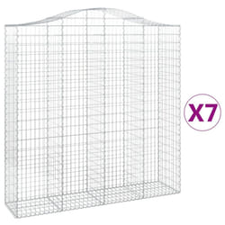 vidaXL Arched Gabion Basket Stone Basket Gabion Retaining Wall Galvanised Iron - 200 x 50 x 200/220 cm/ 7 pcs