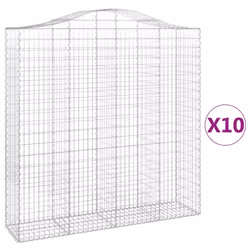 vidaXL Arched Gabion Basket Stone Basket Gabion Retaining Wall Galvanised Iron - 10 pcs, 200 x 50 x 200/220 cm