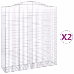 vidaXL Arched Gabion Basket Stone Basket Gabion Retaining Wall Galvanised Iron - 200 x 50 x 220/240 cm/ 2 pcs