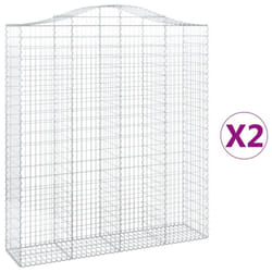 vidaXL Arched Gabion Basket Stone Basket Gabion Retaining Wall Galvanised Iron - 200 x 50 x 220/240 cm/ 2 pcs