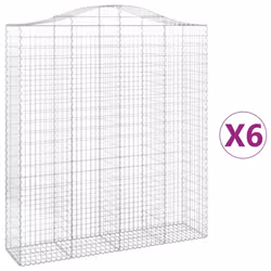 vidaXL Arched Gabion Basket Stone Basket Gabion Retaining Wall Galvanised Iron - 200 x 50 x 220/240 cm/ 6 pcs