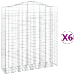 vidaXL Arched Gabion Basket Stone Basket Gabion Retaining Wall Galvanised Iron - 200 x 50 x 220/240 cm/ 6 pcs
