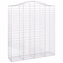 vidaXL Arched Gabion Basket Stone Basket Gabion Retaining Wall Galvanised Iron - 200 x 50 x 220/240 cm/ 6 pcs