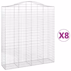vidaXL Arched Gabion Basket Stone Basket Gabion Retaining Wall Galvanised Iron - 200 x 50 x 220/240 cm/ 8 pcs