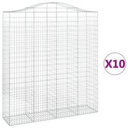 vidaXL Arched Gabion Basket Stone Basket Gabion Retaining Wall Galvanised Iron - 10 pcs, 200 x 50 x 220/240 cm