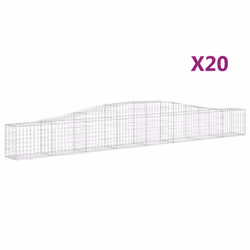 vidaXL Arched Gabion Basket Stone Basket Gabion Retaining Wall Galvanised Iron - 400 x 30 x 40/60 cm/ 20 pcs