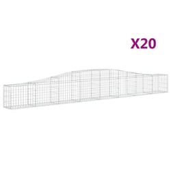 vidaXL Arched Gabion Basket Stone Basket Gabion Retaining Wall Galvanised Iron - 400 x 30 x 40/60 cm/ 20 pcs