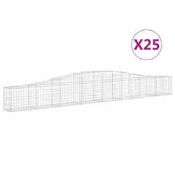 vidaXL Arched Gabion Basket Stone Basket Gabion Retaining Wall Galvanised Iron - 25 pcs, 400 x 30 x 40/60 cm