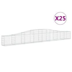 vidaXL Arched Gabion Basket Stone Basket Gabion Retaining Wall Galvanised Iron - 25 pcs, 400 x 30 x 40/60 cm