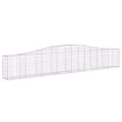 vidaXL Arched Gabion Basket Stone Basket Gabion Retaining Wall Galvanised Iron - 400 x 30 x 60/80 cm/9 pcs - Additional view 2