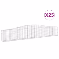 vidaXL Arched Gabion Basket Stone Basket Gabion Retaining Wall Galvanised Iron - 25 pcs, 400 x 30 x 60/80 cm