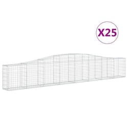 vidaXL Arched Gabion Basket Stone Basket Gabion Retaining Wall Galvanised Iron - 25 pcs, 400 x 30 x 60/80 cm