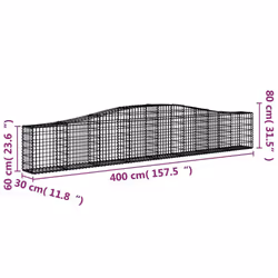 vidaXL Arched Gabion Basket Stone Basket Gabion Retaining Wall Galvanised Iron - 25 pcs, 400 x 30 x 60/80 cm