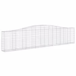 vidaXL Arched Gabion Basket Stone Basket Gabion Retaining Wall Galvanised Iron - 400 x 30 x 80/100 cm/ 20 pcs - Additional view 2
