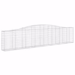 vidaXL Arched Gabion Basket Stone Basket Gabion Retaining Wall Galvanised Iron - 400 x 30 x 80/100 cm/ 25 pcs
