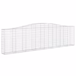 vidaXL Arched Gabion Basket Stone Basket Gabion Retaining Wall Galvanised Iron - 400 x 30 x 100/120 cm/ 4 pcs