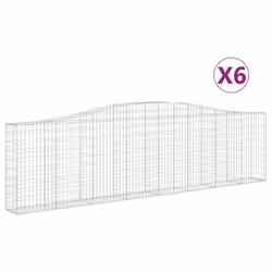 vidaXL Arched Gabion Basket Stone Basket Gabion Retaining Wall Galvanised Iron - 400 x 30 x 100/120 cm/ 6 pcs