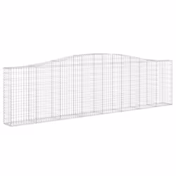 vidaXL Arched Gabion Basket Stone Basket Gabion Retaining Wall Galvanised Iron - 400 x 30 x 100/120 cm/ 7 pcs - Additional view 2