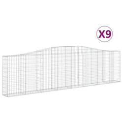 vidaXL Arched Gabion Basket Stone Basket Gabion Retaining Wall Galvanised Iron - 400 x 30 x 100/120 cm/ 9 pcs