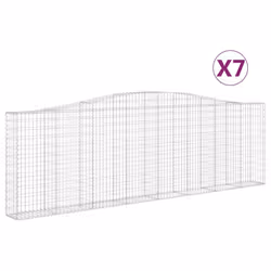 vidaXL Arched Gabion Basket Stone Basket Gabion Retaining Wall Galvanised Iron - 400 x 30 x 120/140 cm/ 7 pcs