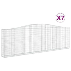 vidaXL Arched Gabion Basket Stone Basket Gabion Retaining Wall Galvanised Iron - 400 x 30 x 120/140 cm/ 7 pcs