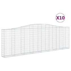 vidaXL Arched Gabion Basket Stone Basket Gabion Retaining Wall Galvanised Iron - 10 pcs, 400 x 30 x 120/140 cm