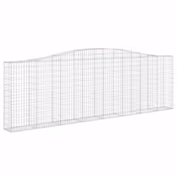vidaXL Arched Gabion Basket Stone Basket Gabion Retaining Wall Galvanised Iron - 400 x 30 x 120/140 cm/ 15 pcs