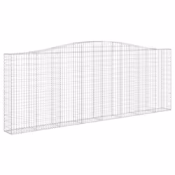vidaXL Arched Gabion Basket Stone Basket Gabion Retaining Wall Galvanised Iron - 400 x 30 x 140/160 cm/ 3 pcs - Additional view 2