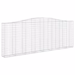 vidaXL Arched Gabion Basket Stone Basket Gabion Retaining Wall Galvanised Iron - 400 x 30 x 140/160 cm/ 9 pcs