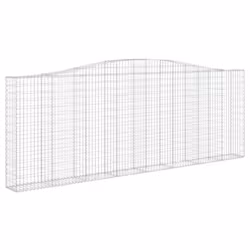 vidaXL Arched Gabion Basket Stone Basket Gabion Retaining Wall Galvanised Iron - 10 pcs, 400 x 30 x 140/160 cm - Additional view 2