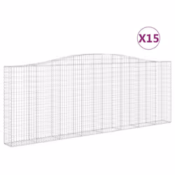 vidaXL Arched Gabion Basket Stone Basket Gabion Retaining Wall Galvanised Iron - 400 x 30 x 140/160 cm/ 15 pcs