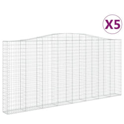 vidaXL Arched Gabion Basket Stone Basket Gabion Retaining Wall Galvanised Iron - 400 x 30 x 180/200 cm/ 5 pcs