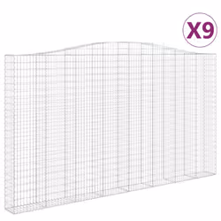 vidaXL Arched Gabion Basket Stone Basket Gabion Retaining Wall Galvanised Iron - 400 x 30 x 220/240 cm/ 9 pcs
