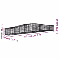 vidaXL Arched Gabion Basket Stone Basket Gabion Retaining Wall Galvanised Iron - 400 x 50 x 40/60 cm/ 2 pcs - Additional view 3