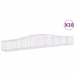 vidaXL Arched Gabion Basket Stone Basket Gabion Retaining Wall Galvanised Iron - 400 x 50 x 40/60 cm/ 10 pcs