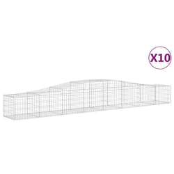 vidaXL Arched Gabion Basket Stone Basket Gabion Retaining Wall Galvanised Iron - 400 x 50 x 40/60 cm/ 10 pcs