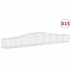 vidaXL Arched Gabion Basket Stone Basket Gabion Retaining Wall Galvanised Iron - 400 x 50 x 40/60 cm/ 15 pcs