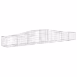 vidaXL Arched Gabion Basket Stone Basket Gabion Retaining Wall Galvanised Iron - 400 x 50 x 40/60 cm/ 15 pcs