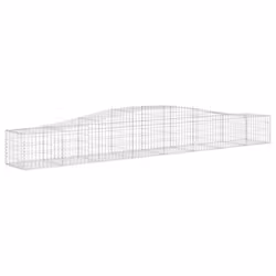 vidaXL Arched Gabion Basket Stone Basket Gabion Retaining Wall Galvanised Iron - 400 x 50 x 40/60 cm/ 20 pcs - Additional view 2