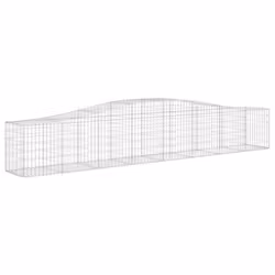 vidaXL Arched Gabion Basket Stone Basket Gabion Retaining Wall Galvanised Iron - 400 x 50 x 60/80 cm/ 3 pcs - Additional view 2