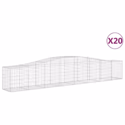 vidaXL Arched Gabion Basket Stone Basket Gabion Retaining Wall Galvanised Iron - 400 x 50 x 60/80 cm/ 20 pcs