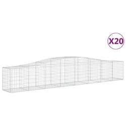 vidaXL Arched Gabion Basket Stone Basket Gabion Retaining Wall Galvanised Iron - 400 x 50 x 60/80 cm/ 20 pcs